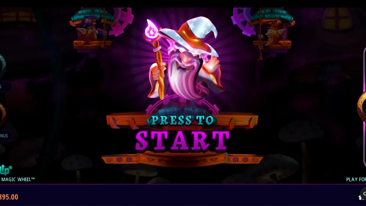 Tampilan visual slot Fire Gnomes 2 Magic Wheel dengan tema jamur dan gnome.
