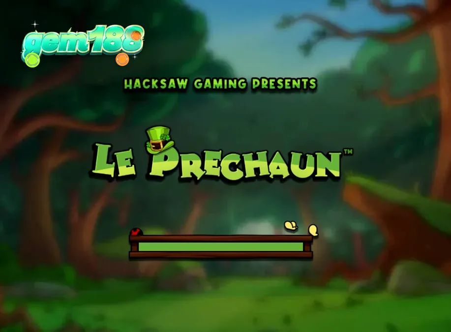 Karakter rakun dalam slot Le Prechaun dengan latar belakang hutan Irlandia