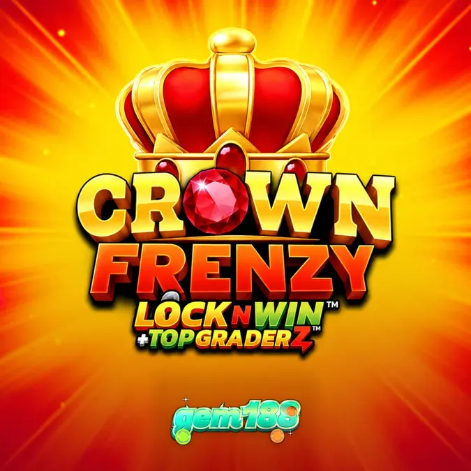 Tampilan antarmuka permainan slot Crown Frenzy LockNWin dengan simbol mahkota dan fitur respin.